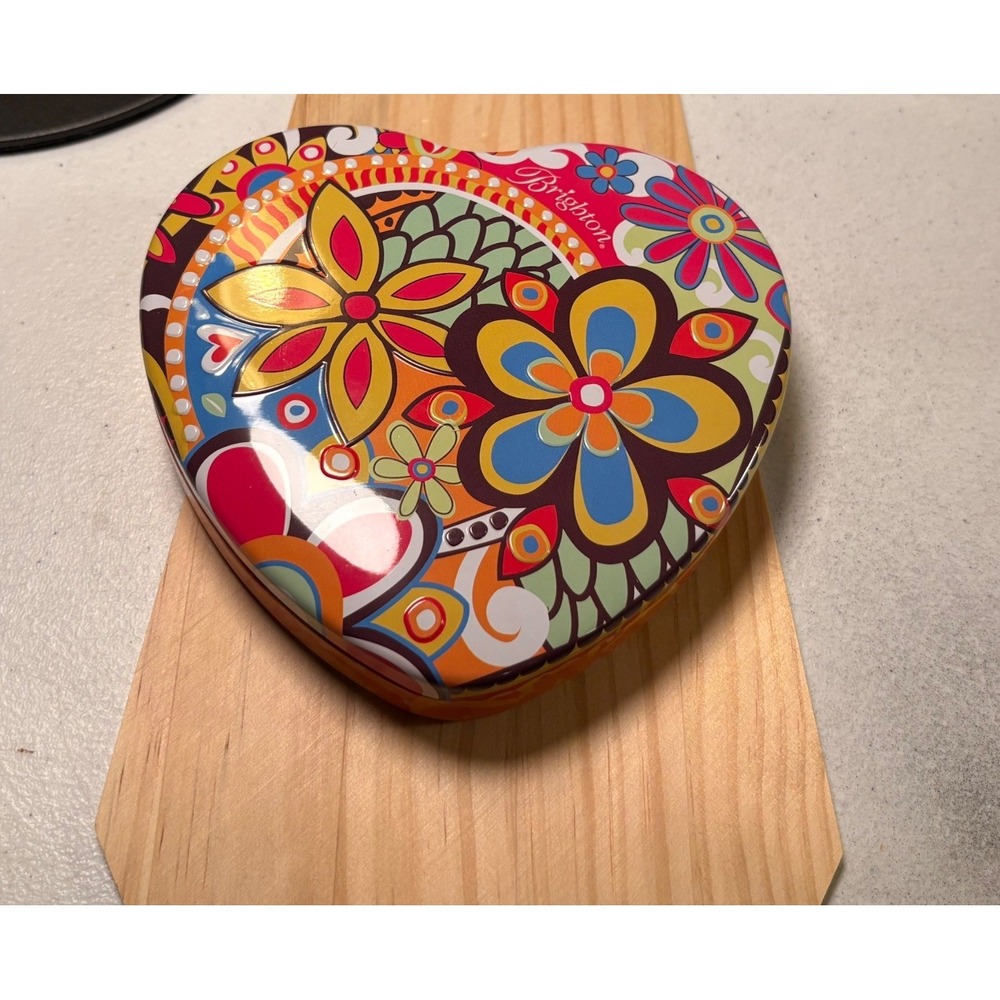 Brighton Heart Tin Women Small Multi Color Good Floral Psychedelic Trinket Box